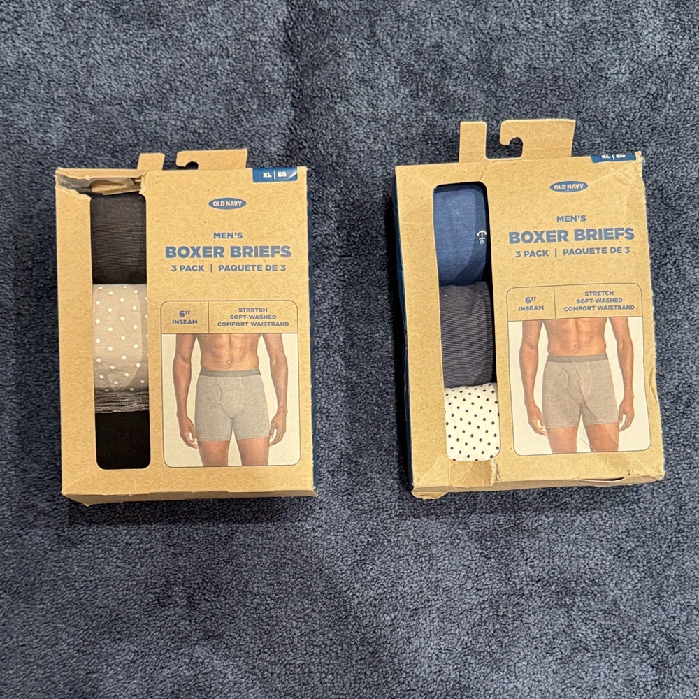 Old Navy Men's Boxer Briefs 3-Pack - Variety Colors - 2 Packs of 3 Each, XL
